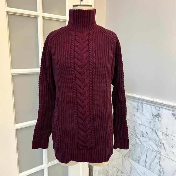 Lululemon Bring the Cozy Burgundy Turtleneck Cable Knit Size 8 Medium - Picture 4 of 7